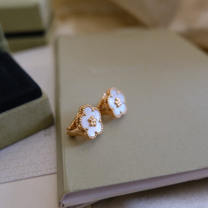 [Stars Jewelry]LUCKY PINK GOLD WHITE MOP EARRINGS