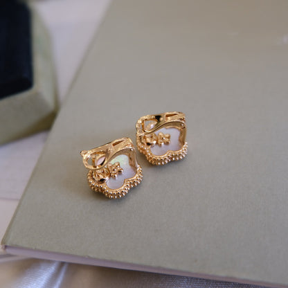 [Stars Jewelry]LUCKY PINK GOLD WHITE MOP EARRINGS
