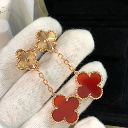 [Stars Jewelry]CLOVER 2 MOTIF  LASER CARNELIAN EARRINGS