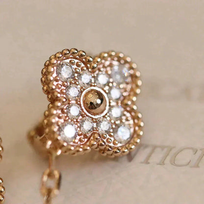 [Stars Jewelry]CLOVER MEDIUM 1 MOTIFS FUll DIAMOND EARRINGS