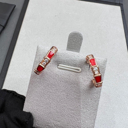 [Stars Jewelry]SERPENTI CARNELIAN PINK GOLD EARRINGS