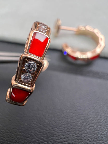 [Stars Jewelry]SERPENTI CARNELIAN PINK GOLD EARRINGS