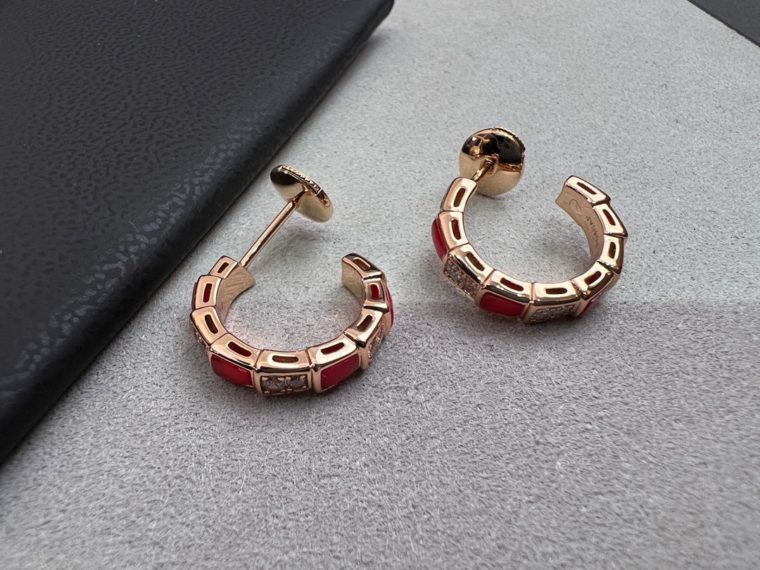 [Stars Jewelry]SERPENTI CARNELIAN PINK GOLD EARRINGS