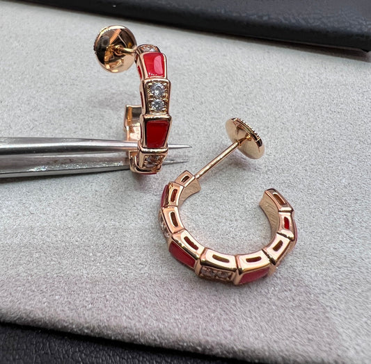 [Stars Jewelry]SERPENTI CARNELIAN PINK GOLD EARRINGS