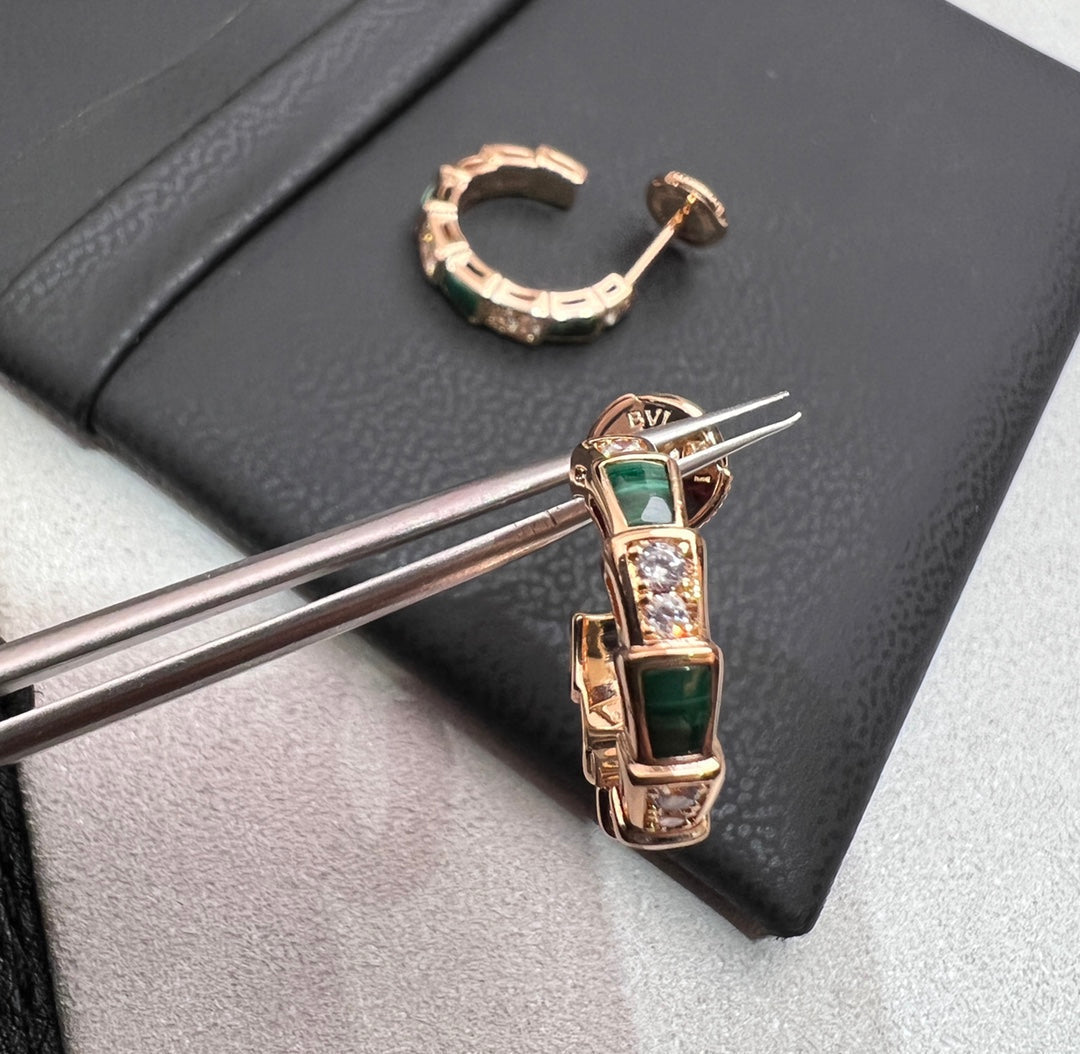 [Stars Jewelry]SERPENTI MALACHITE PINK GOLD EARRINGS