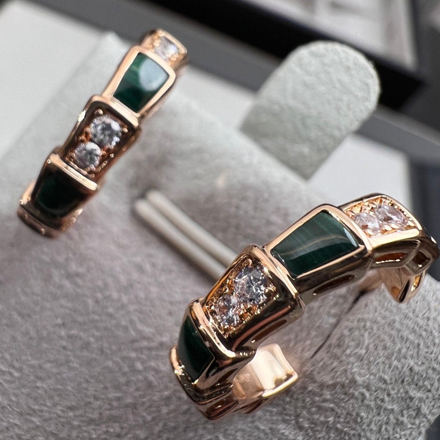 [Stars Jewelry]SERPENTI MALACHITE PINK GOLD EARRINGS