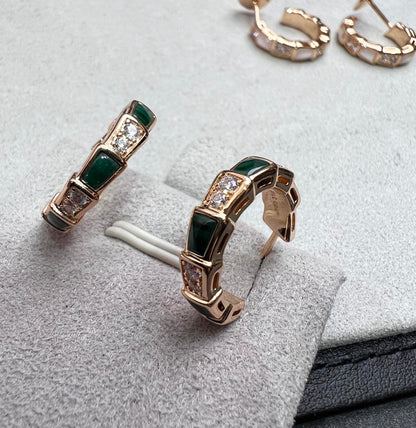 [Stars Jewelry]SERPENTI MALACHITE PINK GOLD EARRINGS