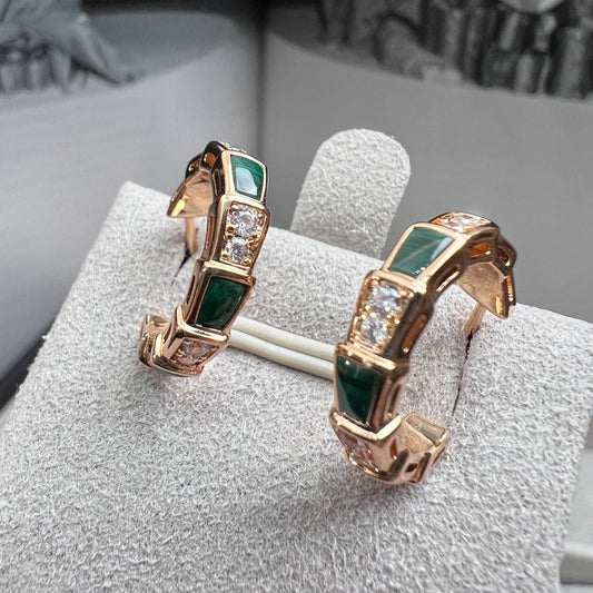 [Stars Jewelry]SERPENTI MALACHITE PINK GOLD EARRINGS