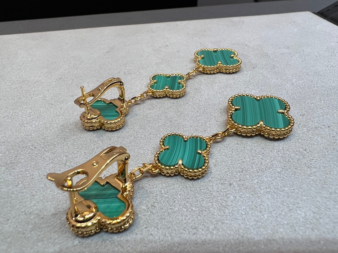 [Stars Jewelry]CLOVER MALACHITE 3 MOTIFS GOLD