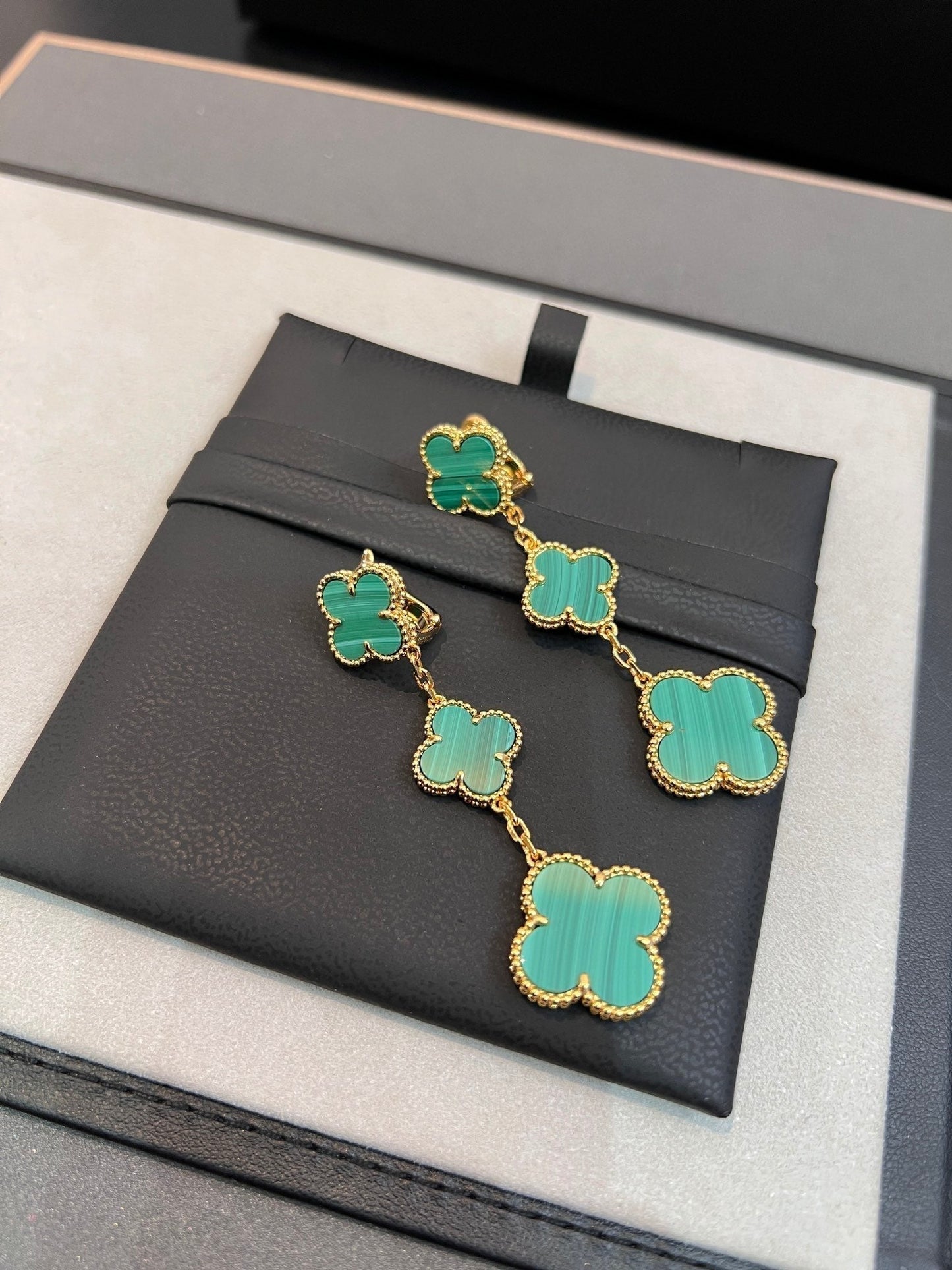 [Stars Jewelry]CLOVER MALACHITE 3 MOTIFS GOLD