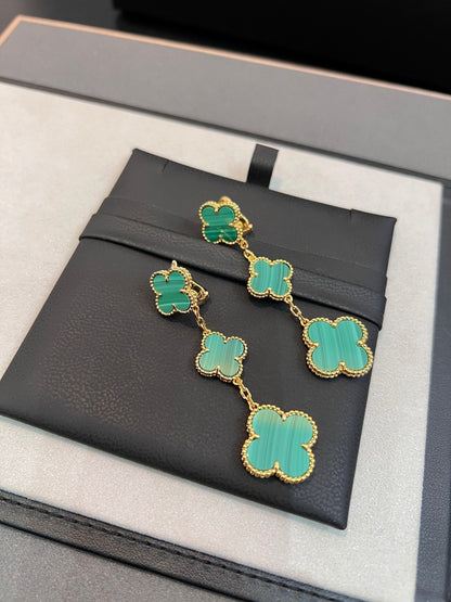 [Stars Jewelry]CLOVER MALACHITE 3 MOTIFS GOLD