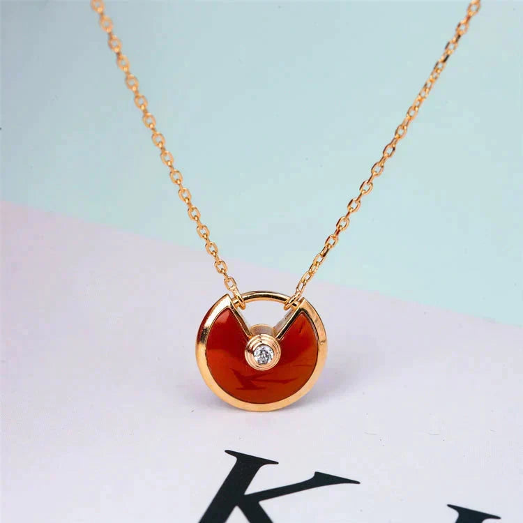 [Stars Jewelry]AMULETTE GOLD CARNELIAN ONYX NECKLACE