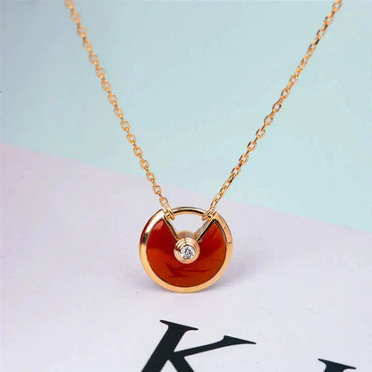 [Stars Jewelry]AMULETTE GOLD CARNELIAN ONYX NECKLACE