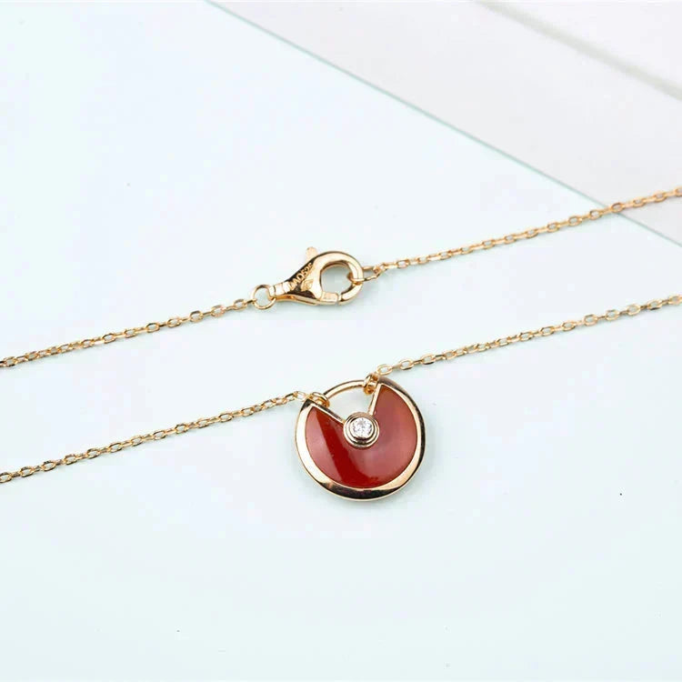 [Stars Jewelry]AMULETTE GOLD CARNELIAN ONYX NECKLACE