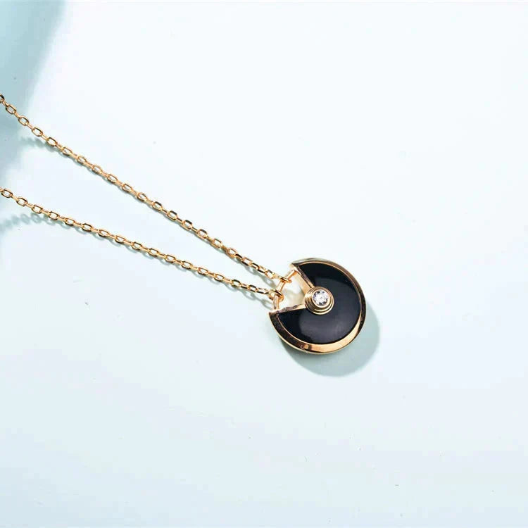[Stars Jewelry]AMULETTE GOLD CARNELIAN ONYX NECKLACE