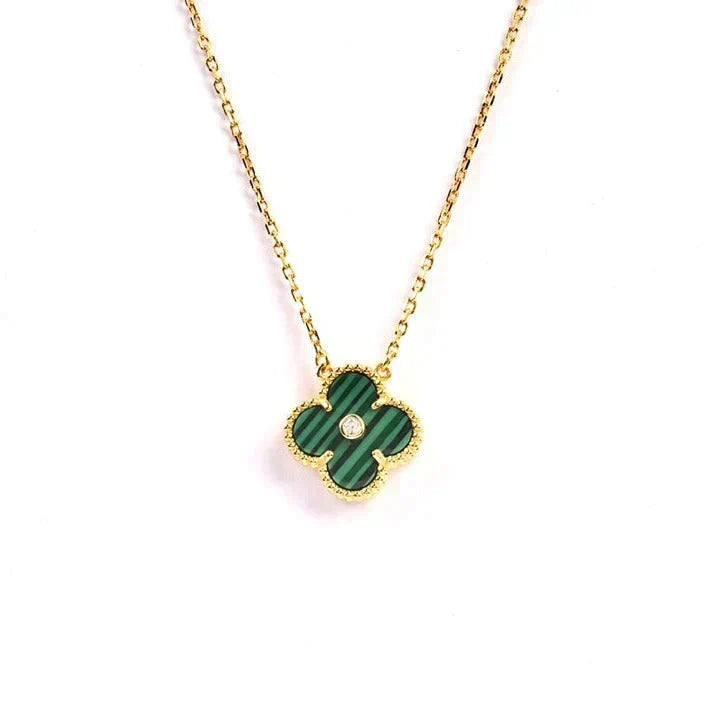 [Stars Jewelry]CLOVER 15MM DIAMOND TURQUOISE NECKLACE