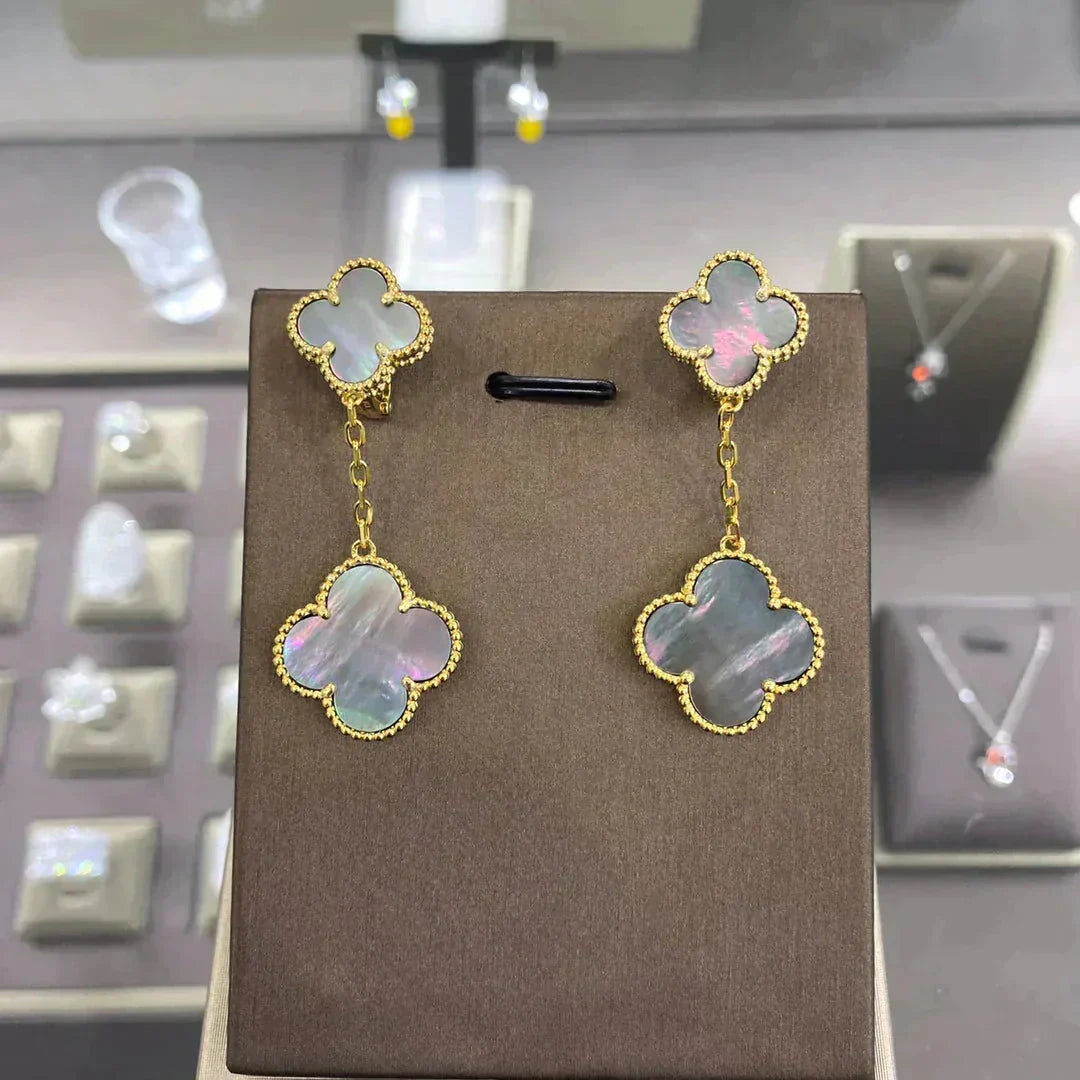 [Stars Jewelry]CLOVER 2 MOTIFS  EARRINGS (MULTIPLE CHOICESC