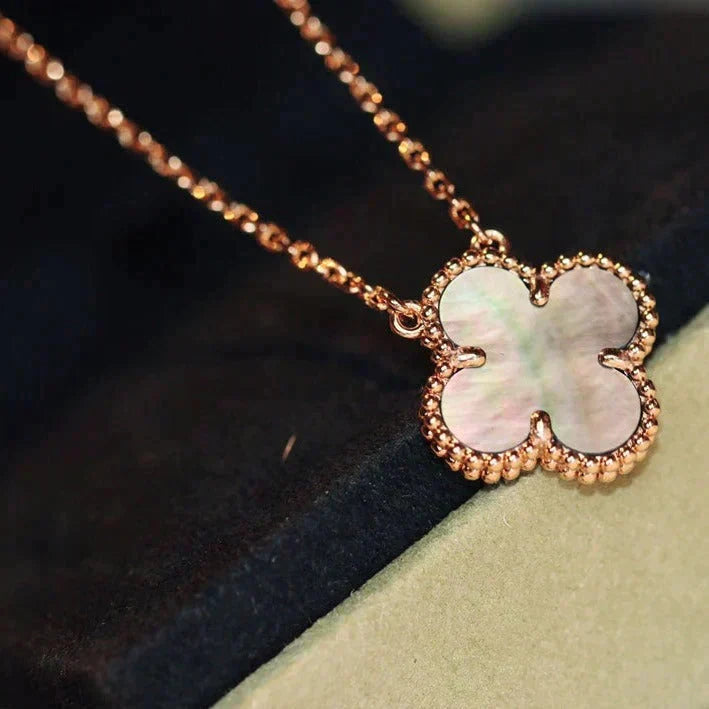 [Stars Jewelry]CLOVER 15MM  GRAY MOTHER OF PEARL NECKLACE