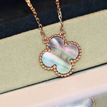 [Stars Jewelry]CLOVER 15MM  GRAY MOTHER OF PEARL NECKLACE
