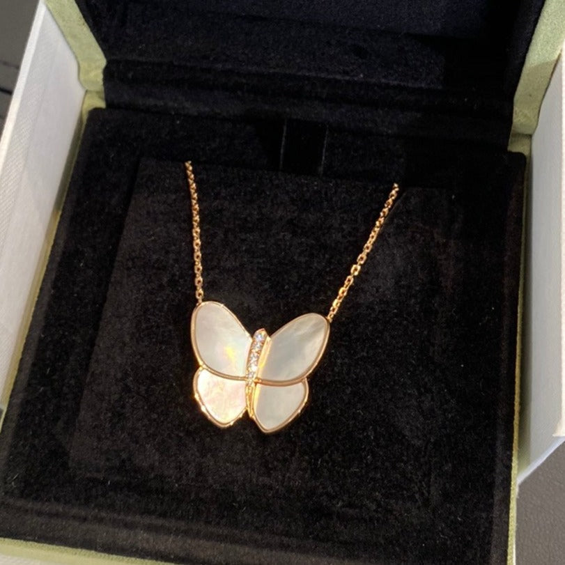 [Stars Jewelry]BUTTERFLY GOLD MOP DIAMOND NECKLACE