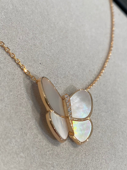 [Stars Jewelry]BUTTERFLY GOLD MOP DIAMOND NECKLACE