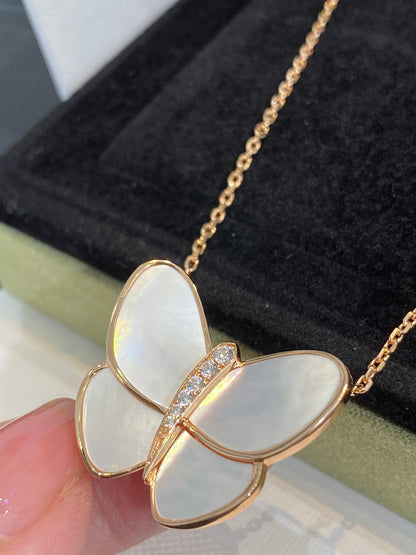 [Stars Jewelry]BUTTERFLY GOLD MOP DIAMOND NECKLACE