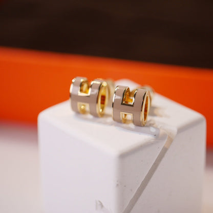 [Stars Jewelry]MINI POP H GOLD EARRINGS GREY