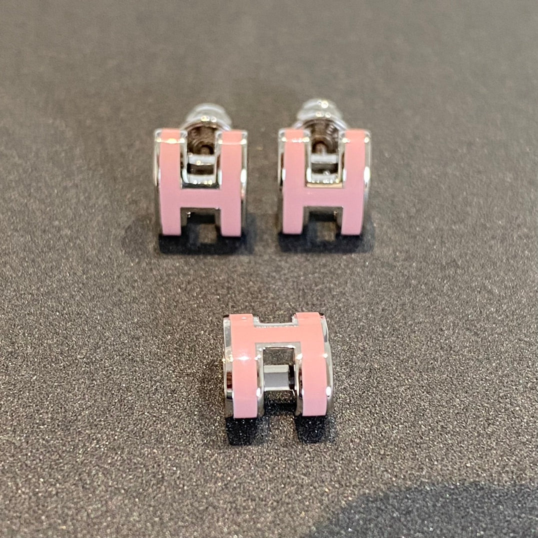 [Stars Jewelry]MINI POP H SILVER EARRINGS PINK