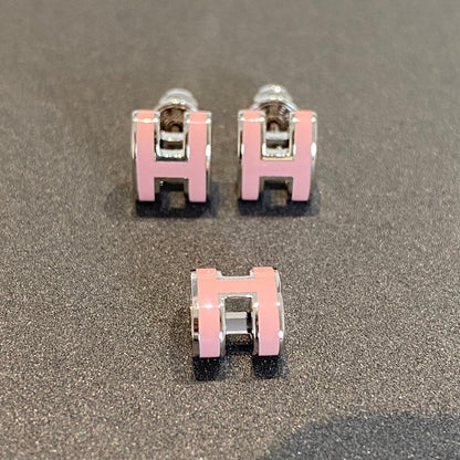 [Stars Jewelry]MINI POP H SILVER EARRINGS PINK