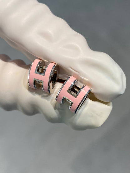 [Stars Jewelry]MINI POP H SILVER EARRINGS PINK