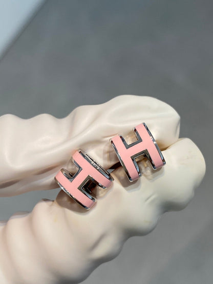 [Stars Jewelry]MINI POP H SILVER EARRINGS PINK