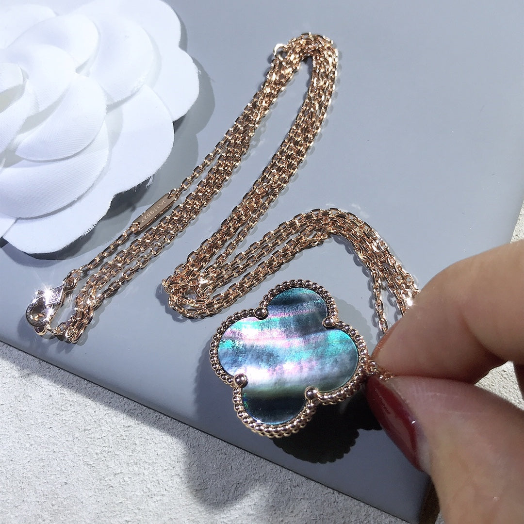 [Stars Jewelry]CLOVER 25MM GOLD DARK MOP BIG CLOVER NECKLACE