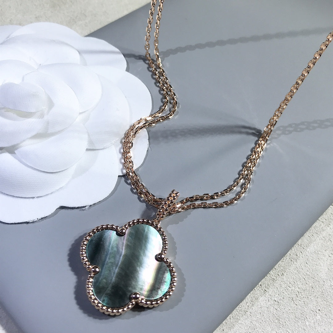 [Stars Jewelry]CLOVER 25MM GOLD DARK MOP BIG CLOVER NECKLACE