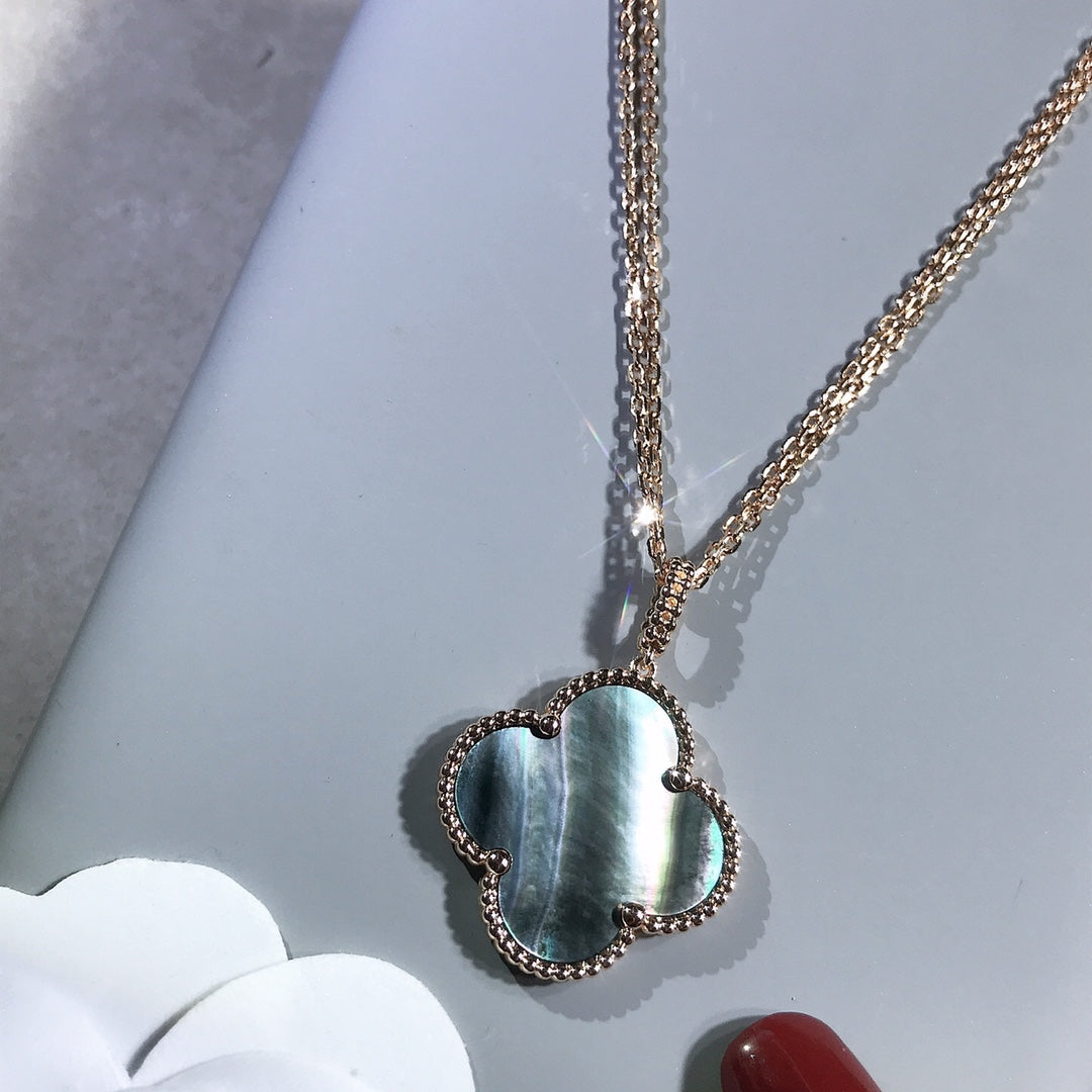 [Stars Jewelry]CLOVER 25MM GOLD DARK MOP BIG CLOVER NECKLACE