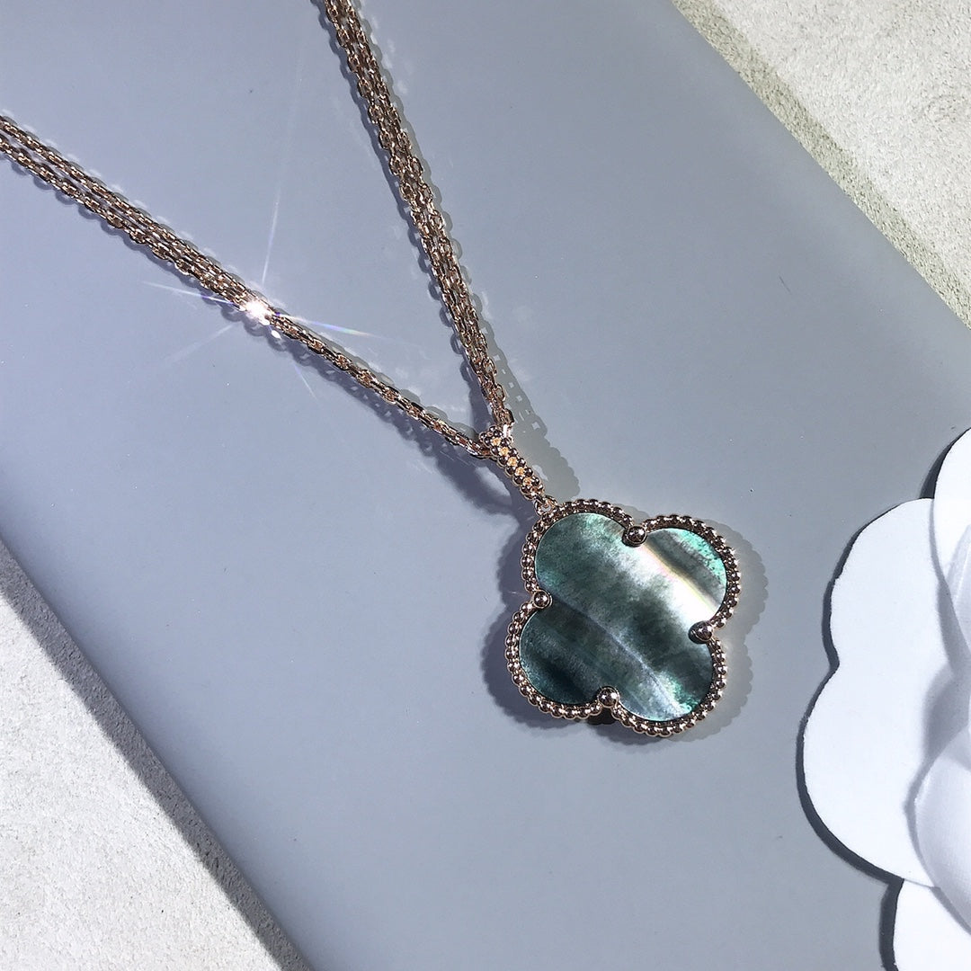 [Stars Jewelry]CLOVER 25MM GOLD DARK MOP BIG CLOVER NECKLACE