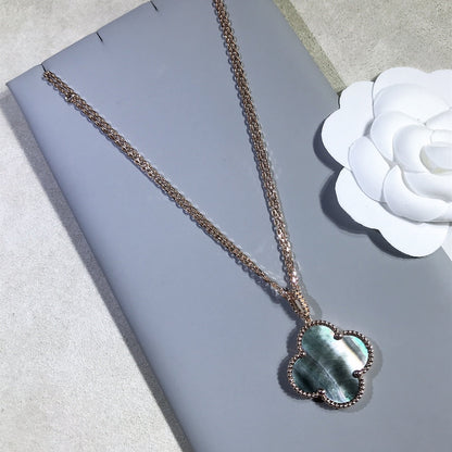 [Stars Jewelry]CLOVER 25MM GOLD DARK MOP BIG CLOVER NECKLACE