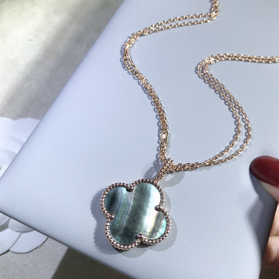 [Stars Jewelry]CLOVER 25MM GOLD DARK MOP BIG CLOVER NECKLACE