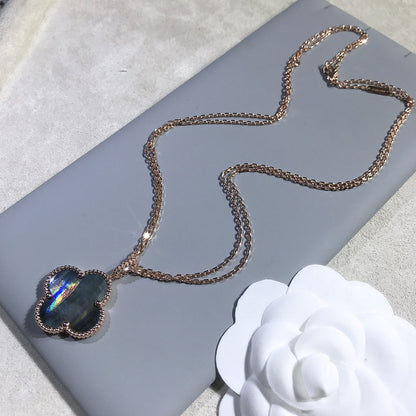 [Stars Jewelry]CLOVER 25MM GOLD DARK MOP BIG CLOVER NECKLACE