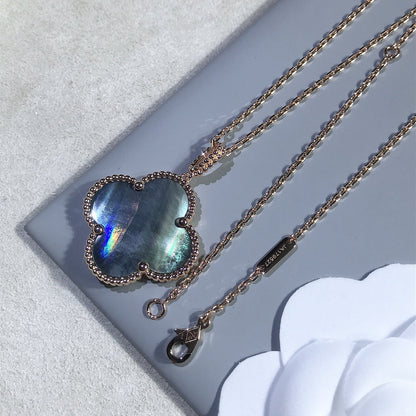 [Stars Jewelry]CLOVER 25MM GOLD DARK MOP BIG CLOVER NECKLACE