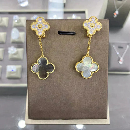 [Stars Jewelry]CLOVER  2 MOTIFS  DIAMOND  EARRINGS (MULTIPLE CHOICESç´