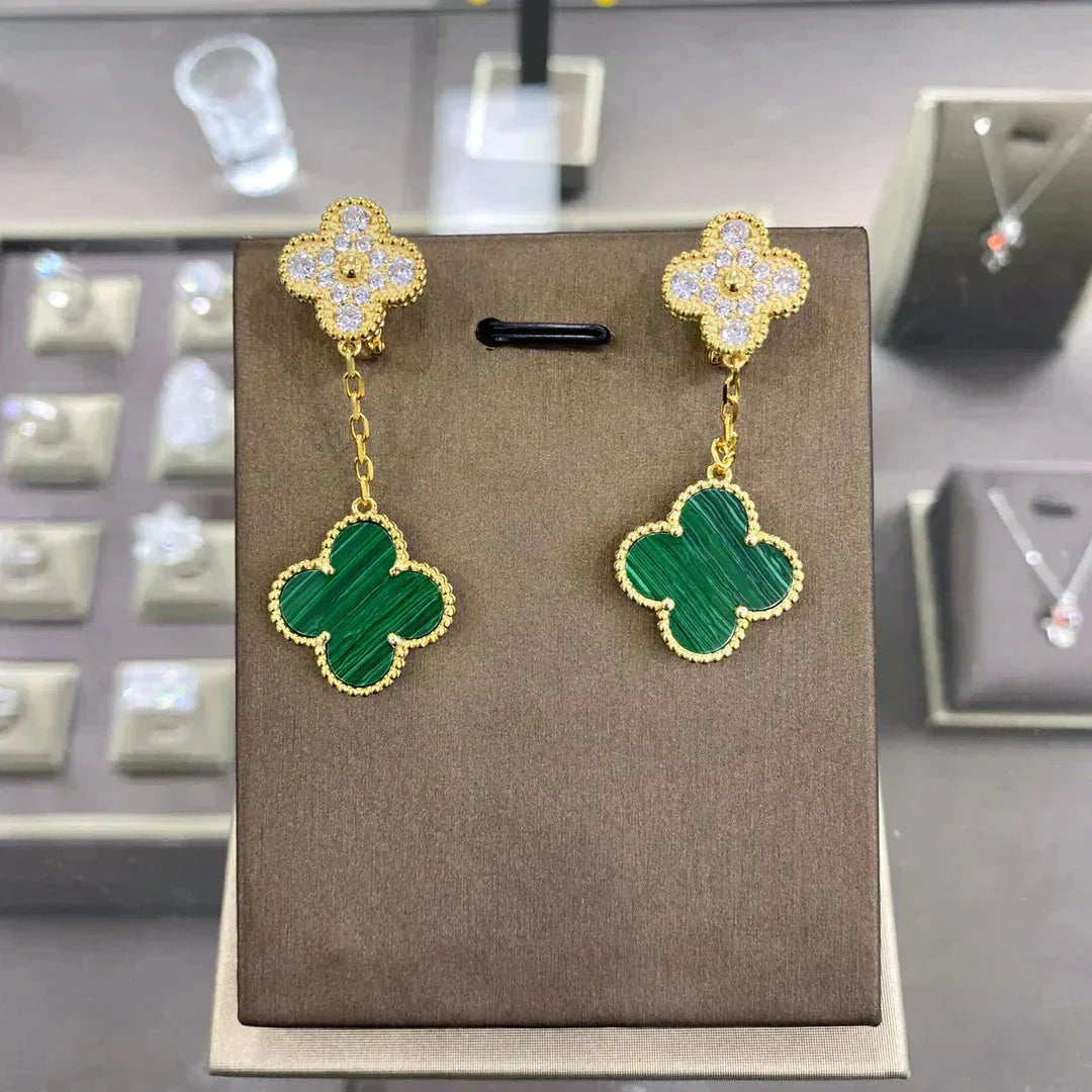 [Stars Jewelry]CLOVER  2 MOTIFS  DIAMOND  EARRINGS (MULTIPLE CHOICESç´