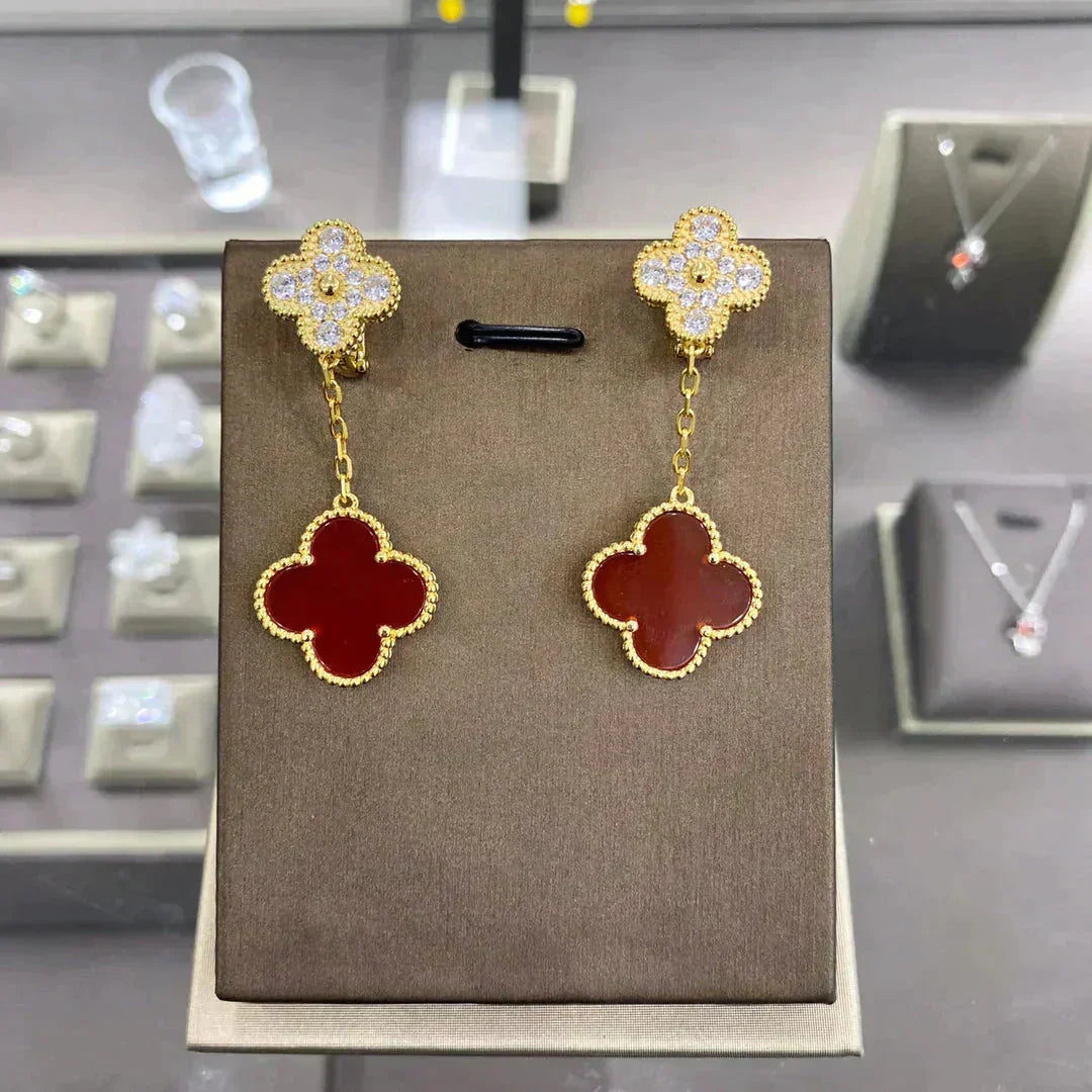 [Stars Jewelry]CLOVER  2 MOTIFS  DIAMOND  EARRINGS (MULTIPLE CHOICESç´