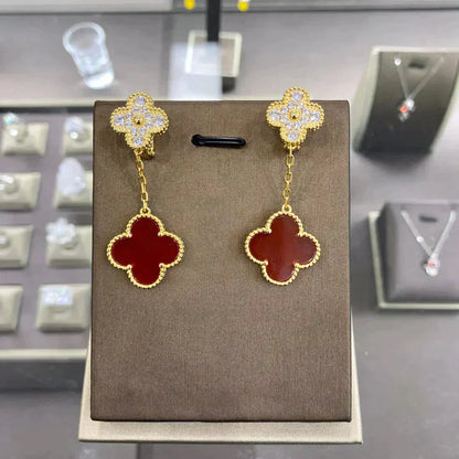 [Stars Jewelry]CLOVER  2 MOTIFS  DIAMOND  EARRINGS (MULTIPLE CHOICESç´