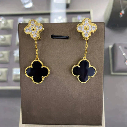 [Stars Jewelry]CLOVER  2 MOTIFS  DIAMOND  EARRINGS (MULTIPLE CHOICESç´
