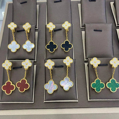 [Stars Jewelry]CLOVER  2 MOTIFS  DIAMOND  EARRINGS (MULTIPLE CHOICESç´