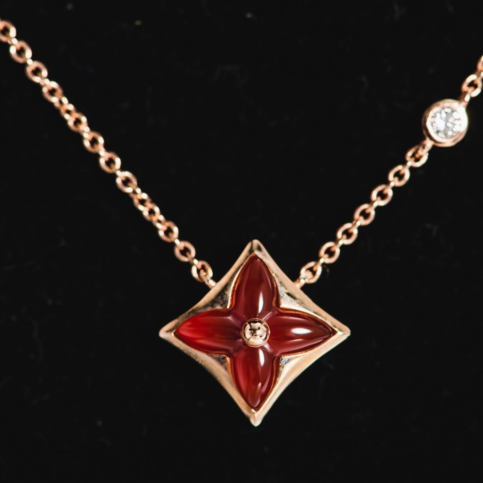 [Stars Jewelry]STAR NECKLACE PINK GOLD 1 DIAMOND