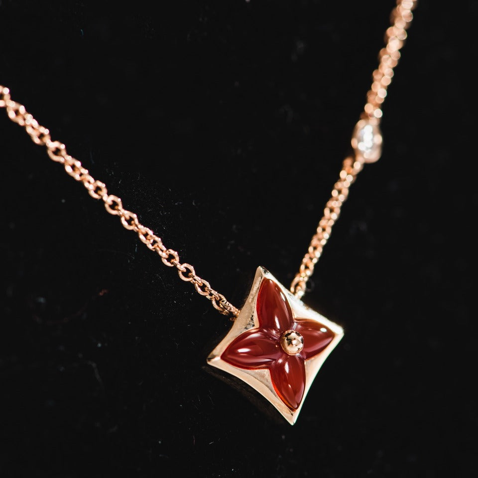 [Stars Jewelry]STAR NECKLACE PINK GOLD 1 DIAMOND