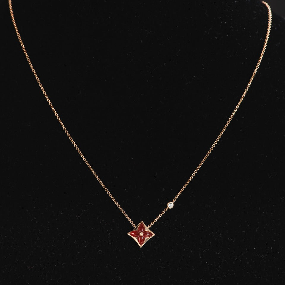 [Stars Jewelry]STAR NECKLACE PINK GOLD 1 DIAMOND
