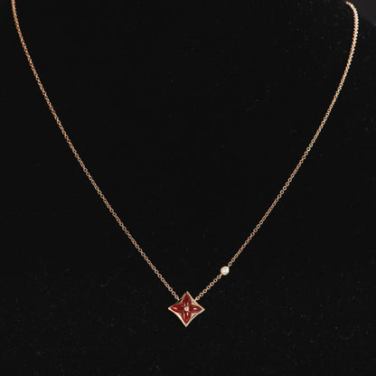 [Stars Jewelry]STAR NECKLACE PINK GOLD 1 DIAMOND
