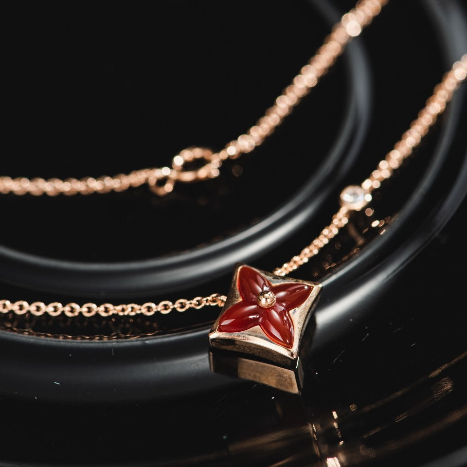 [Stars Jewelry]STAR NECKLACE PINK GOLD 1 DIAMOND